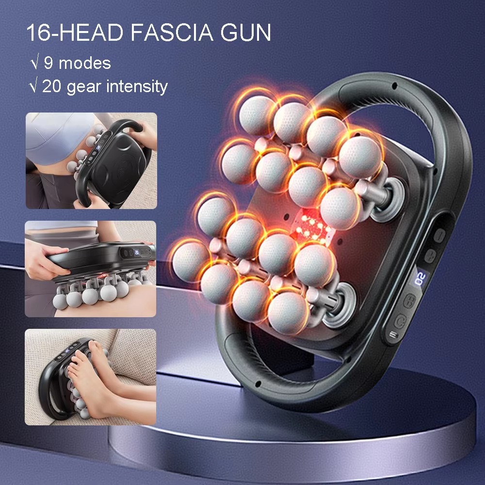 Massage Gun - Yüksek Frekanslı Titreşimli 16 Başlıklı Fasya